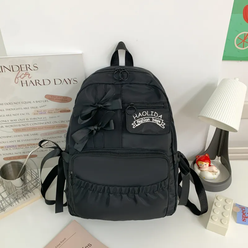 GEERDUN Nylon Backpack Regular Unisex Beige Yellow/White/Black/Purple-5