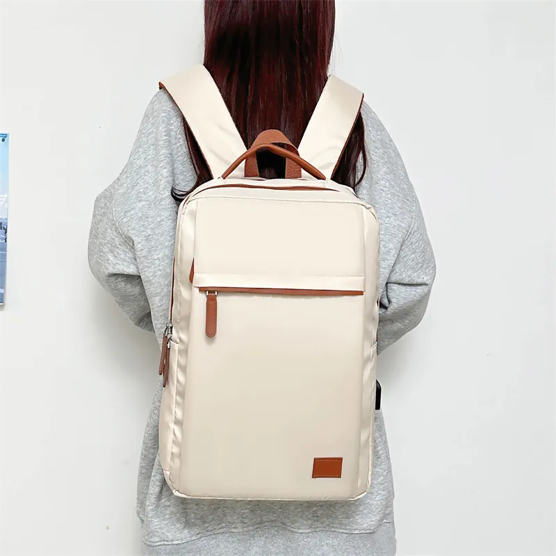 GEERDUN Oxford Backpack Unisex Ecru/Black-3