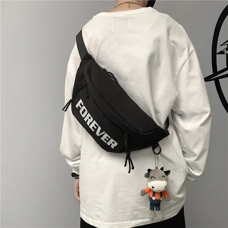 GEERDUN Nylon Fanny Pack, Crossbody Bag, Shoulder Bag Regular Unisex White/Black-9