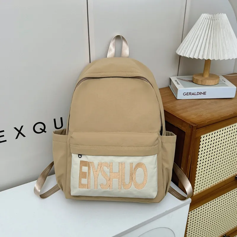 GEERDUN Nylon Backpack Unisex Ivory/Black/Lotus Color/Burgundy/Khaki-14