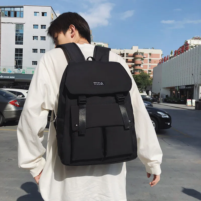 GEERDUN Nylon Backpack Unisex White/Black-1