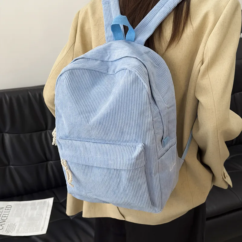 GEERDUN Corduroy Backpack Unisex Ecru, Gray, Black, Ginger Yellow, Green, Blue-22