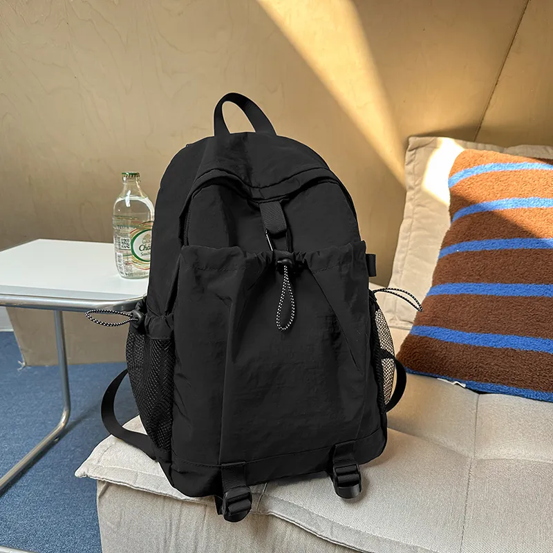 GEERDUN Nylon Backpack Unisex Ecru/Black/Burgundy/Orange-4