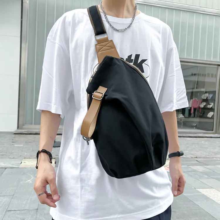 GEERDUN Oxford Crossbody Bag, Shoulder Bag, Sling Bag Regular Unisex White/Black/Dark Gray-6