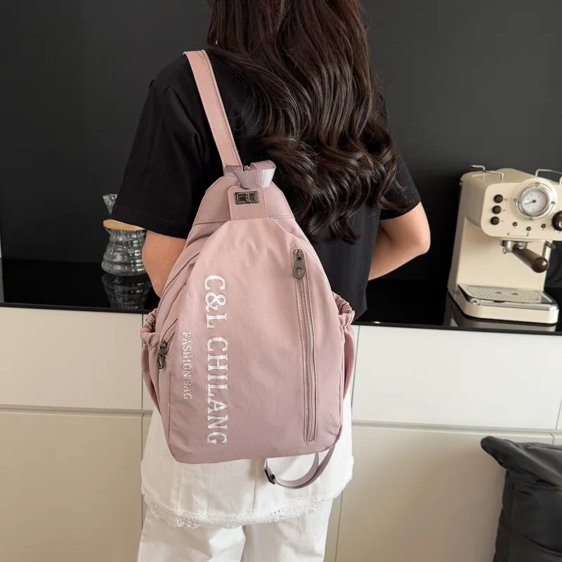 GEERDUN Nylon Fabric Backpack Unisex Dark Green, Black, Pink, Khaki, Light Green-14