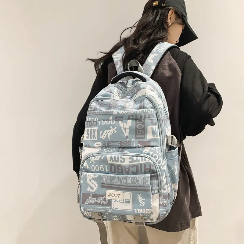 GEERDUN Nylon Backpack Unisex Black/Khaki/Blue/Green/Pink-3