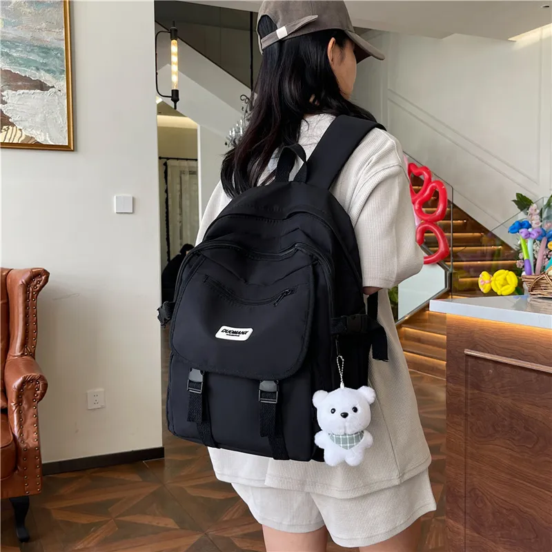 GEERDUN Nylon Backpack Unisex Black/Yellow/Khaki/Brown/Blue-1