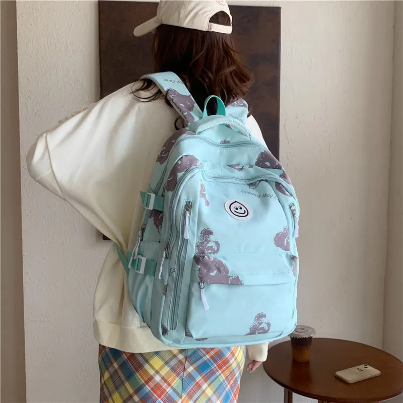 GEERDUN Nylon Backpack Unisex Black/White/Blue/Green/Pink-6