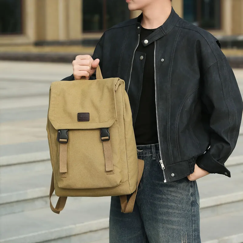 GEERDUN Canvas Backpack Unisex Black, Khaki-11