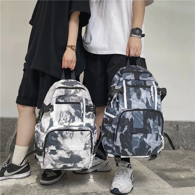 GEERDUN Nylon Backpack Regular Unisex Rendering White/Letter Black/Camouflage Black/Shoes White-1