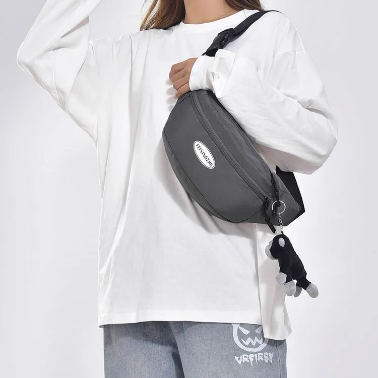GEERDUN Nylon Sling Bag, Crossbody Bag, Fanny Pack Regular Unisex Black/Gray/Orange Red/White/Black White-4