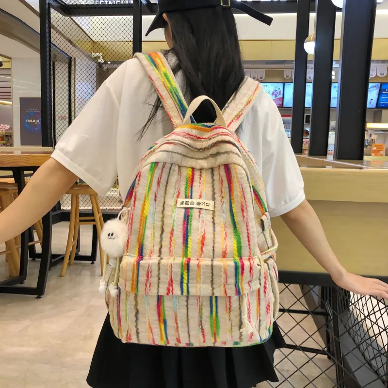 GEERDUN Nylon Large Capacity Backpack Regular Women's Rainbow-1