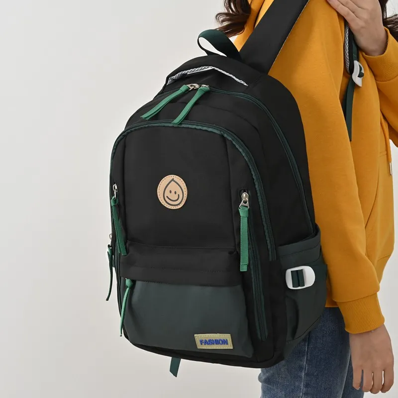 GEERDUN Nylon Backpack Regular Unisex Black/White/Red/Green-7