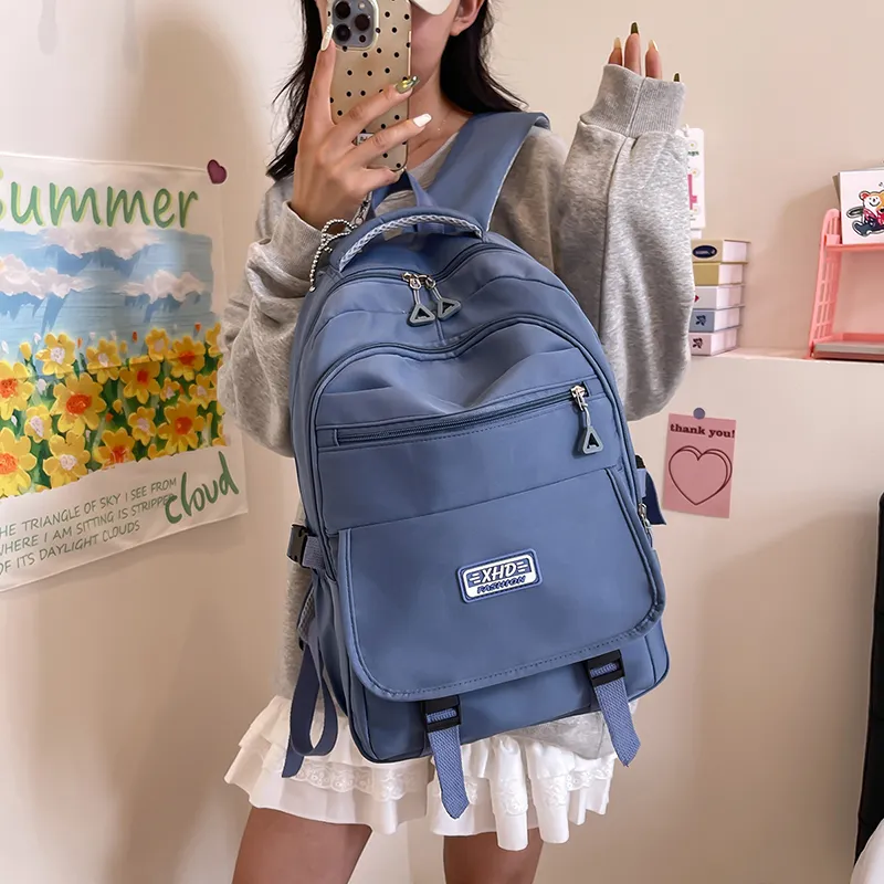 GEERDUN Nylon Backpack Unisex Black/Purple/Green/Blue/Pink-5