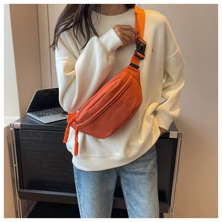 GEERDUN Canvas Bag Fanny Pack Regular Women's Orange/Ecru/Pink/Red/Black-1