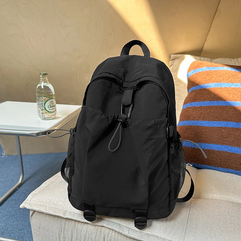 GEERDUN Nylon Backpack Unisex Ecru/Black/Burgundy/Orange-5