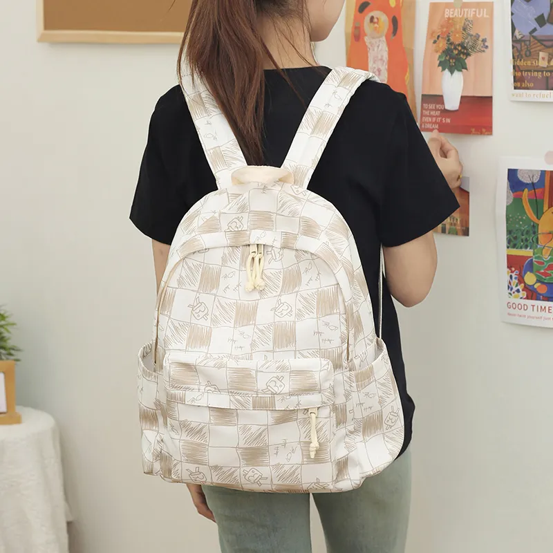 GEERDUN Polyester Cotton Blend Backpack Unisex Black/Gray/Blue/Coffee-8