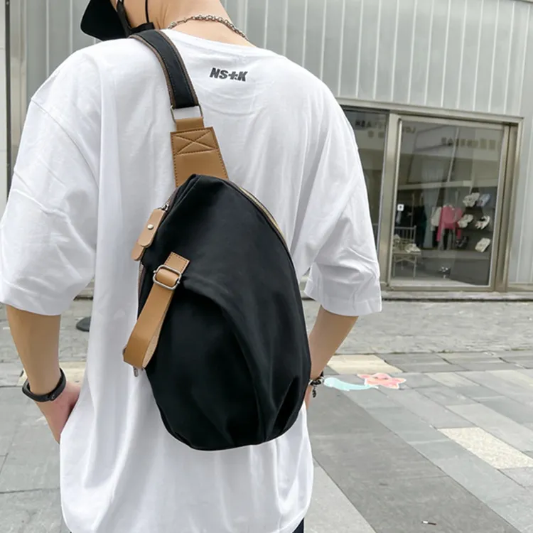 GEERDUN Oxford Crossbody Bag, Shoulder Bag, Sling Bag Regular Unisex White/Black/Dark Gray-5