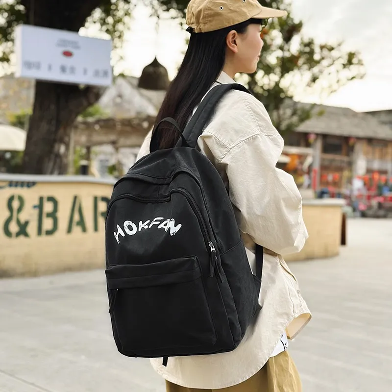 GEERDUN Nylon Backpack Regular Unisex White/Black/Red/Khaki/Green-3