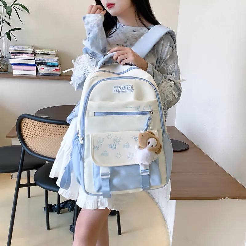 GEERDUN Nylon Backpack Women's Black/Pink/Purple/Blue/Yellow-9