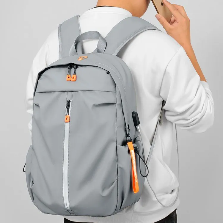 GEERDUN Nylon Backpack Laptop Bag Regular Unisex Black/Light Gray-3
