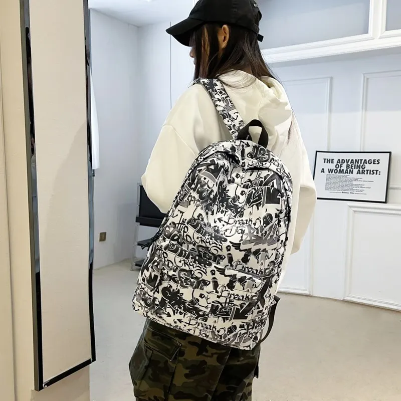 GEERDUN Oxford Backpack Unisex Black/Gray/Multicolor-13