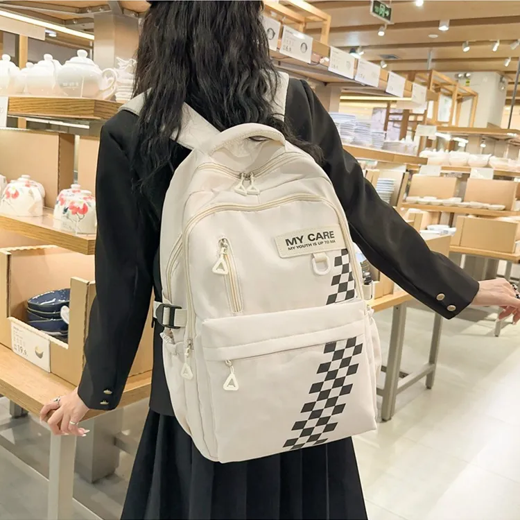 GEERDUN Nylon Laptop Backpack Unisex Black/Pink/White/Green-8