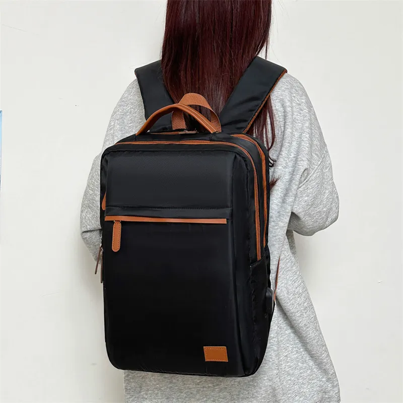 GEERDUN Oxford Backpack Unisex Ecru/Black-6