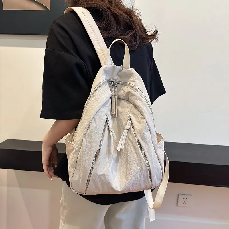 GEERDUN Fabric Backpack Regular Women's Black/White/Blue-3