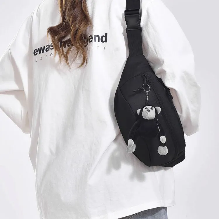 GEERDUN Nylon Sling Bag, Crossbody Bag, Fanny Pack Regular Unisex Black/Gray/Orange Red/White/Black White-1
