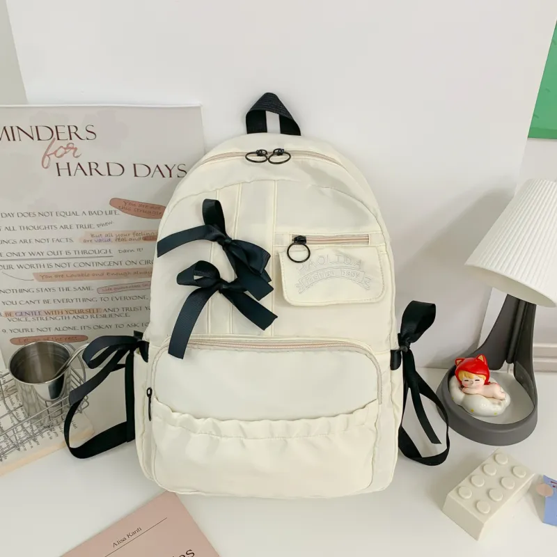 GEERDUN Nylon Backpack Regular Unisex Beige Yellow/White/Black/Purple-3