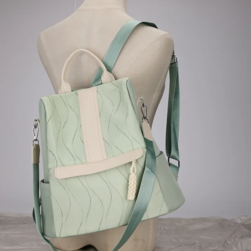GEERDUN Oxford Backpack Unisex Ecru/Black/Pink/Light Green-7
