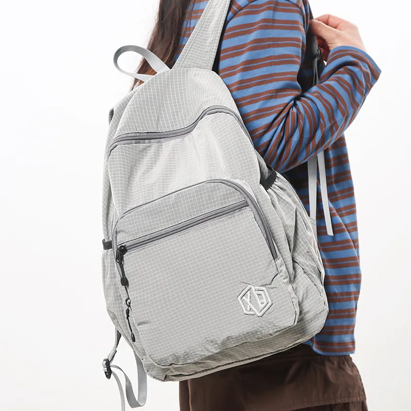 GEERDUN Nylon Backpack Unisex Khaki/Dragon Fruit/Gray/White/Pink/Red/Green/Black-6