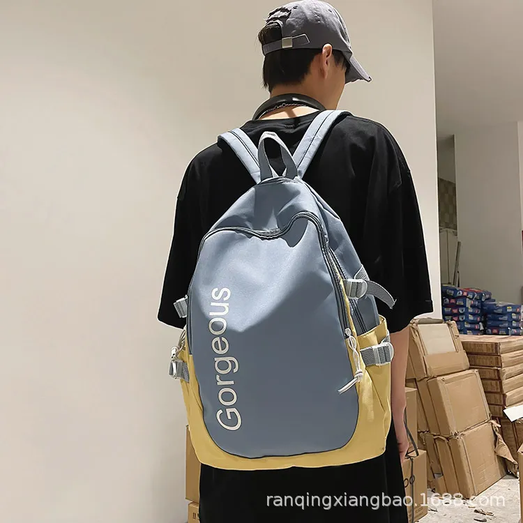 GEERDUN Nylon Backpack Unisex Black/White/Blue/Pink-5