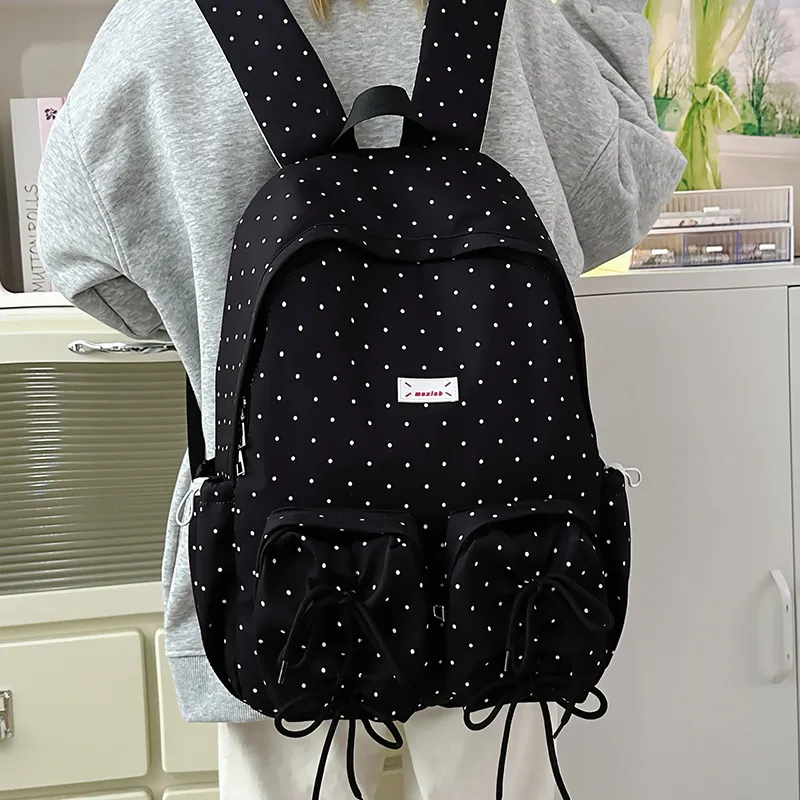 GEERDUN Nylon Backpack Women's White, Black, Light Blue-9