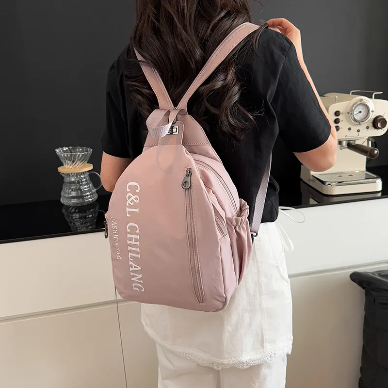 GEERDUN Nylon Fabric Backpack Unisex Dark Green, Black, Pink, Khaki, Light Green-16