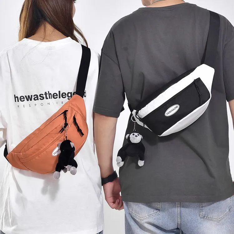 GEERDUN Nylon Sling Bag, Crossbody Bag, Fanny Pack Regular Unisex Black/Gray/Orange Red/White/Black White-13