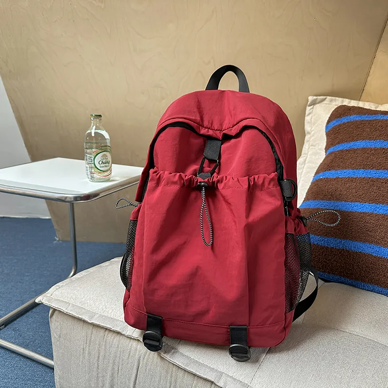 GEERDUN Nylon Backpack Unisex Ecru/Black/Burgundy/Orange-8