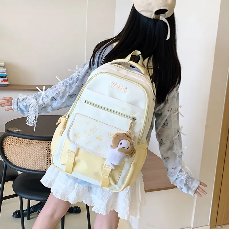 GEERDUN Nylon Backpack Women's Black/Pink/Purple/Blue/Yellow-2