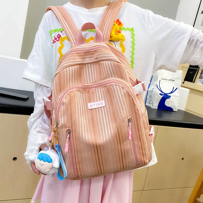 GEERDUN Nylon Backpack Women's Yellow/Black/White/Pink/Green-4