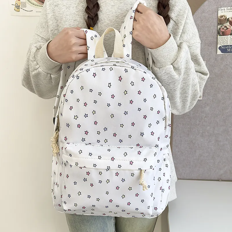 GEERDUN Nylon Backpack Unisex White/Light Blue/Light Yellow-1