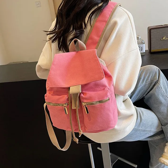 GEERDUN Fabric Backpack Women's Green/Pink/Black/Khaki-7