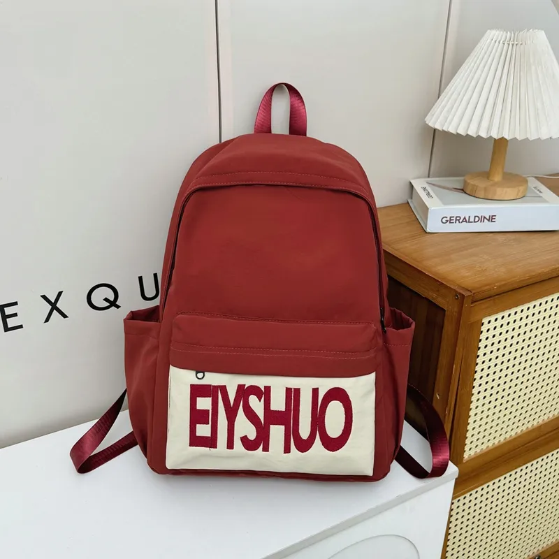 GEERDUN Nylon Backpack Unisex Ivory/Black/Lotus Color/Burgundy/Khaki-10