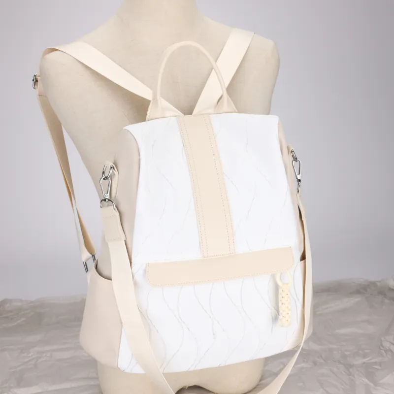 GEERDUN Oxford Backpack Unisex Ecru/Black/Pink/Light Green-1