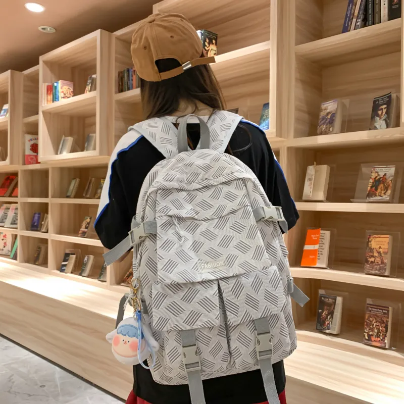 GEERDUN Nylon Backpack Regular Unisex Gray/Green/Blue/Pink/Beige-1