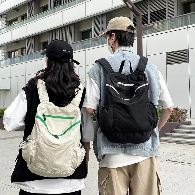 GEERDUN Nylon Backpack Unisex Black/White-1