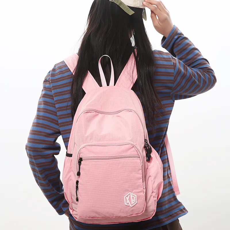 GEERDUN Nylon Backpack Unisex Khaki/Dragon Fruit/Gray/White/Pink/Red/Green/Black-8