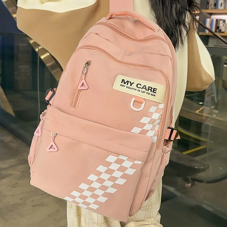 GEERDUN Nylon Laptop Backpack Unisex Black/Pink/White/Green-5