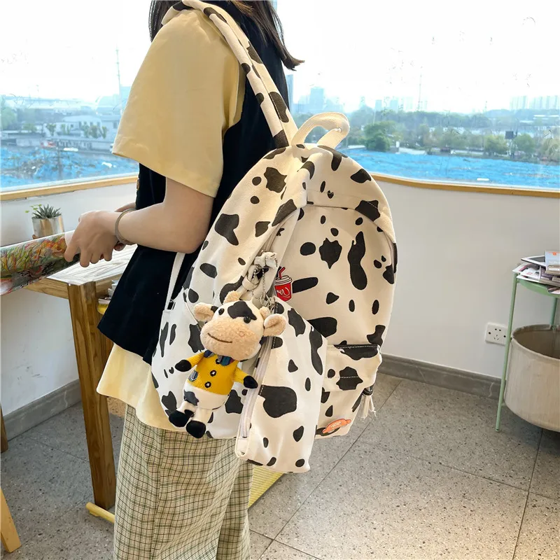 GEERDUN Canvas Backpack Regular Unisex Black/White-3