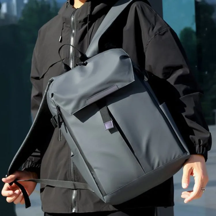 GEERDUN PU Backpack Laptop Bag Regular Men's Gray/Black/Blue-1